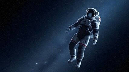 Fototapeta premium Astronaut Floating in Deep Space with Stars Background
