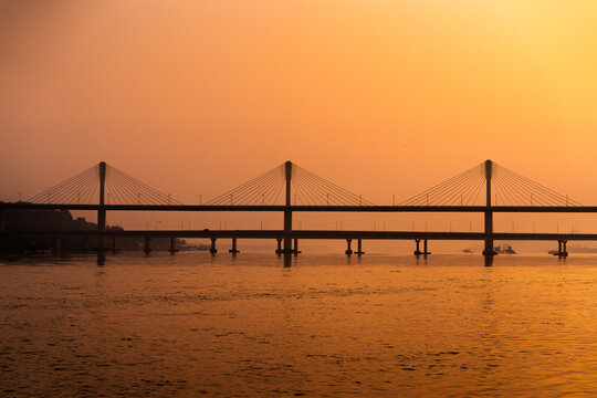 Atal Setu Bridge, Goa, India, sunrise view, Beautiful sea bridge view