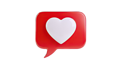 Red Speech Bubble with White Heart Icon