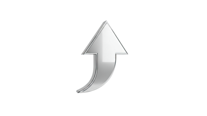 Silver Arrow Pointing Up on White Background