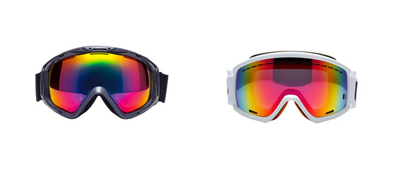 Colorful Mirrored Ski Goggles isolated on a transparent background