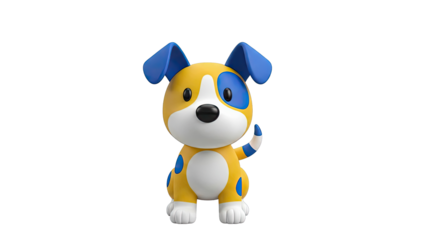 3D Render of a Cartoon Dog with Yellow and Blue Spots