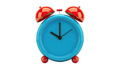 Blue classic alarm clock with red bells