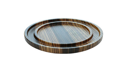 Two Round Wooden Trays with Zebra Wood Grain