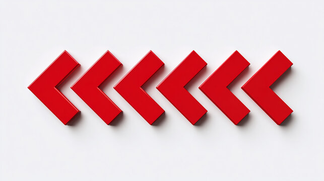A series of six red arrows pointing left. They're arranged linearly, conveying direction and movement. The vibrant red color stands out