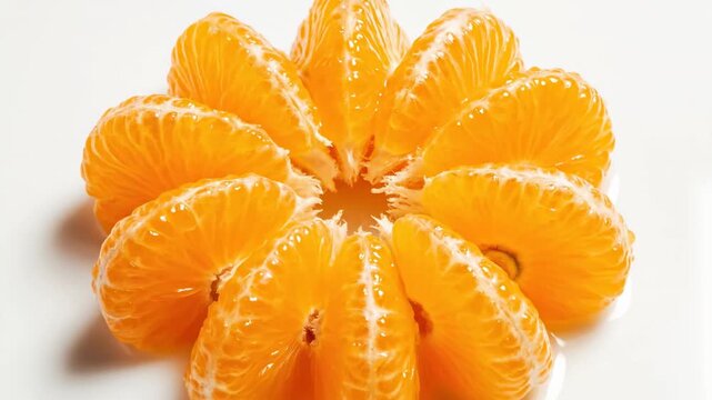 Vibrant Orange Segments Separating Freshly Peeled Fruit Revealing Juicy Texture And Natural Sweetness Isolated On White Background