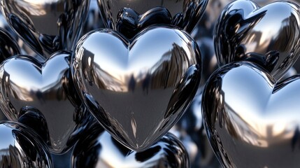 Shiny, metallic hearts