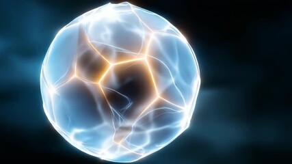 Glowing futuristic soccer ball with energy pulses in motion - Powered by Adobe