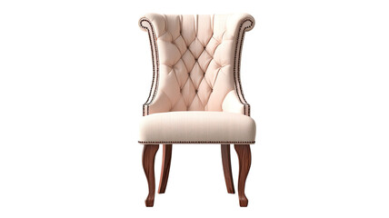 Luxury tufted upholstered armchair with wooden legs classic elegant furniture seating isolated on white background