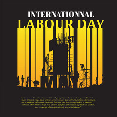 Labour day background, Construction vector background, Worker in a building site.