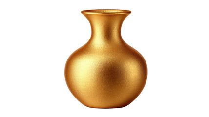 Minimal gold ceramic vase with smooth matte texture modern decorative home interior object isolated on white background