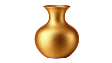 Minimal gold ceramic vase with smooth matte texture modern decorative home interior object isolated on white background