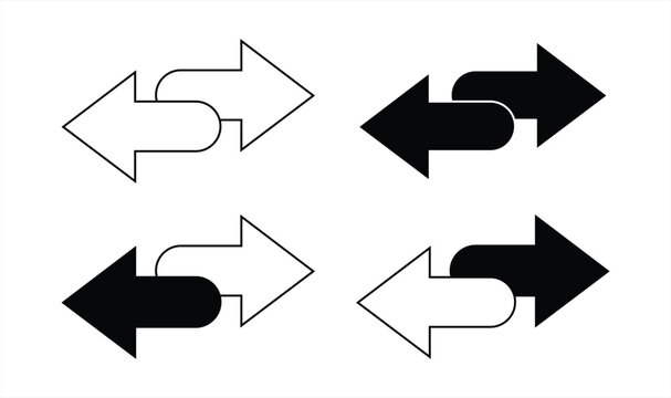 exchange arrow icon set. Exchange arrow symbol. Opposite direction sign. vector illustration