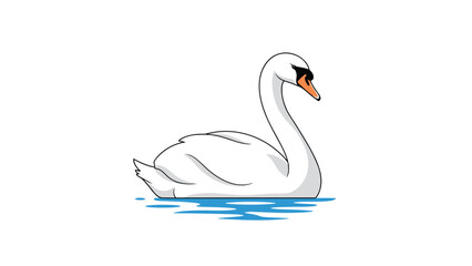 Obraz premium A graceful white swan swimming on blue water, with a clean silhouette and elegant posture.