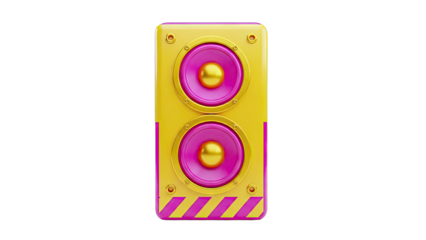 Vibrant Yellow and Pink Dual Speaker with Gold Accents