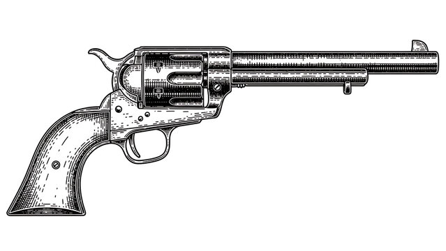 Colt Peacemaker revolver pistol Single Action Army sketch engraving illustration T-shirt apparel pri