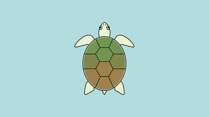 Obraz premium Simple Cartoon Sea Turtle Ocean Marine Animal Illustration