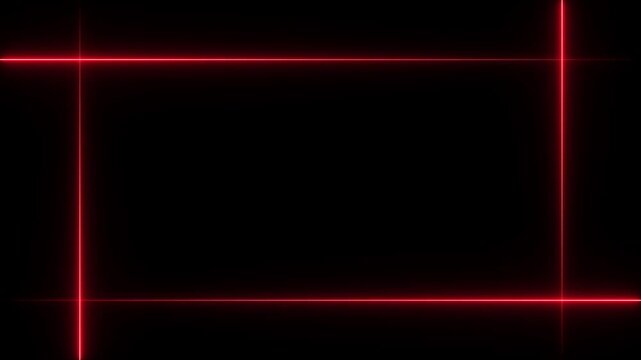 Neon line glowing rectangle frame on black background. Glowing blue neon frame background animation rectangle shape. 4k animation video