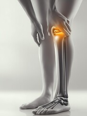 Body anatomy diagram with calf pain highlight sports medicine healthcare theme active professional mood neutral tone front angle, Realistic Photo