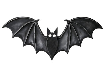 Fototapeta premium Black and white watercolor bat isolated on a transparent background