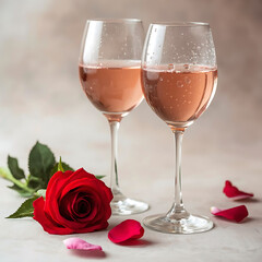 Romantic rose wine setting