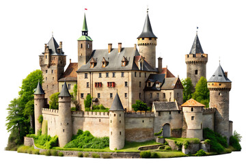 view of the castle of the sea isolated on white background, PNG. AI Generated