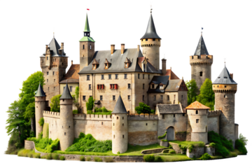 view of the castle of the sea isolated on white background, PNG. AI Generated