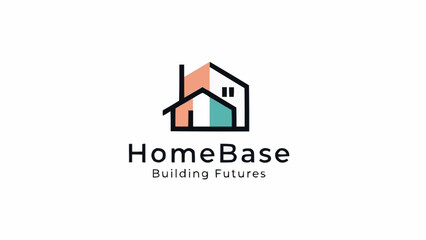 Modern abstract house logo design with text HomeBase Building Futures.