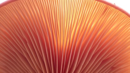Vibrant Orange Mushroom Gills Up Close, Nature's Intricate Patterns Revealed