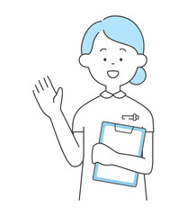 手を差し出して案内をする看護師　ベクター