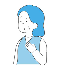 困っているシニア女性のイラスト　ベクター