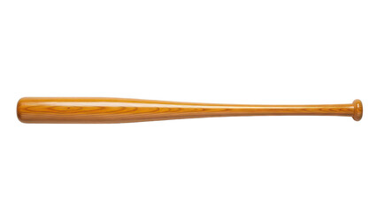 Old wooden baseball bat isolated on transparent background with detailed texture and natural finish