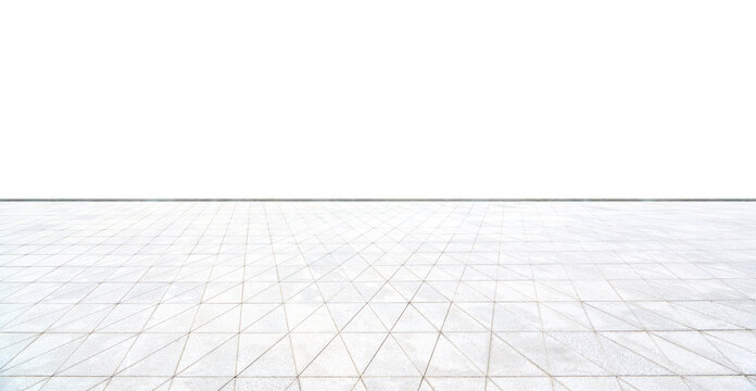 White outdoor pavement with geometric tile pattern
