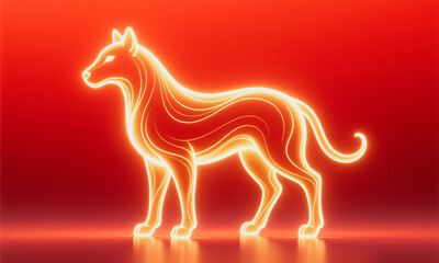 Abstract zodiac energy illustration flowing gold light forming animal shape red gradient  Generative AI