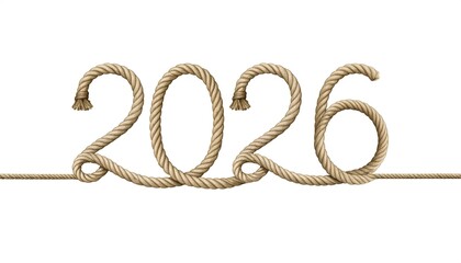 Woven rope forms "2026" on white background