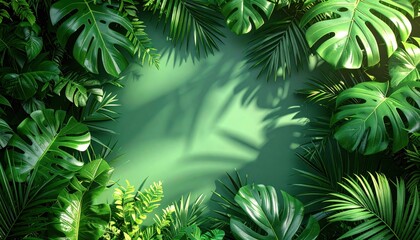 Green Tropical Leaf Frame.
