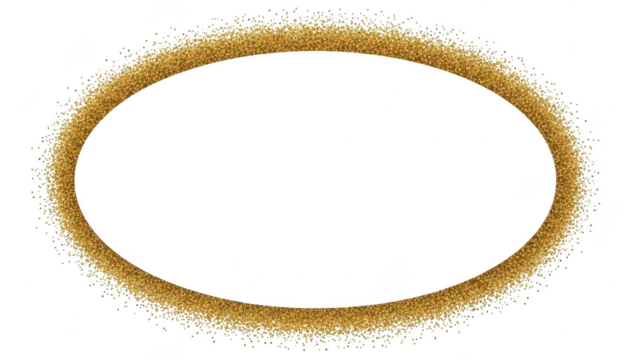 Gold glitter oval frame on transparent background for decorative design or festive celebration purposes - Powered by Adobe