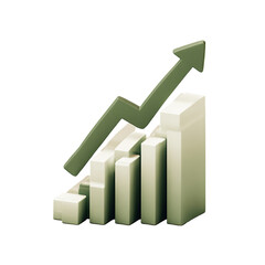 Upward trend shown with a grey bar graph and green arrow on dark background