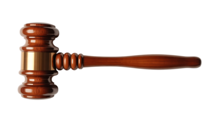 Top view of Judge's gavel hammer for adjudication image isolated on transparent