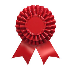 Red award ribbon rosette for winner transparent background