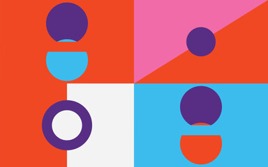 Fototapeta premium Bright Abstract Geometric Pattern with Large Circular and Semicircular Shapes