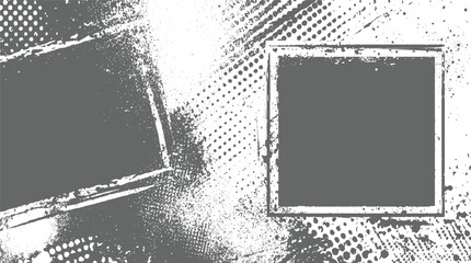 Abstract grunge background with two textured rectangular frames and halftone dots offering copy space for creative projects