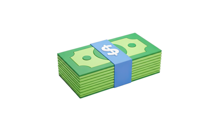 Stack of US Dollar Bills with Dollar Sign