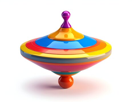 A vibrantly colored spinning top, isolated on a white background
