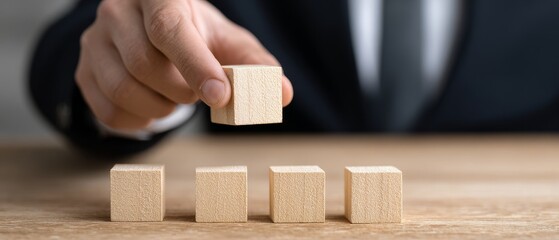 Strategic planning in business building blocks for success office image professional close-up conceptual