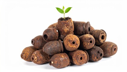 Sprout on bombs pile.