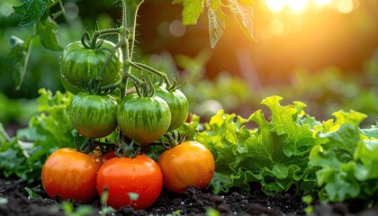 Tomatoes in Garden.
