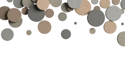 Gray and beige confetti scattered on transparent background for celebration or festive event decoration