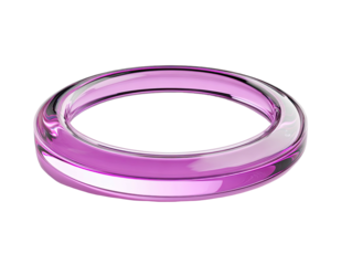 Purple-pink gradient torus with glassy reflective surface on black background