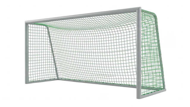 Soccer goal post with net on a sports field for football or soccer games and outdoor recreation activities isolated on transparent background - Powered by Adobe